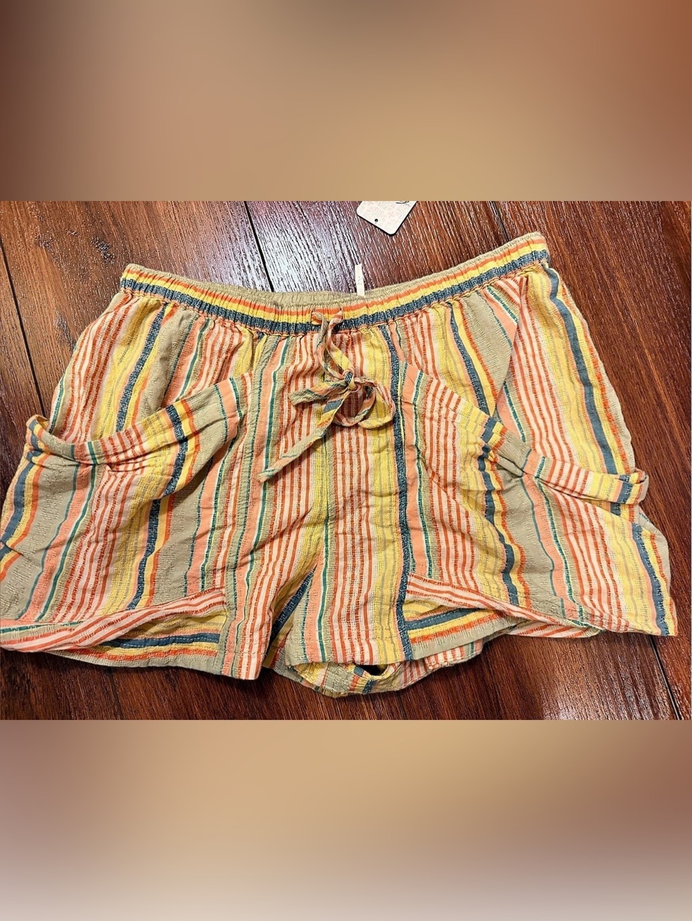 Free People Good Fortune Stripe Short Orange & Green